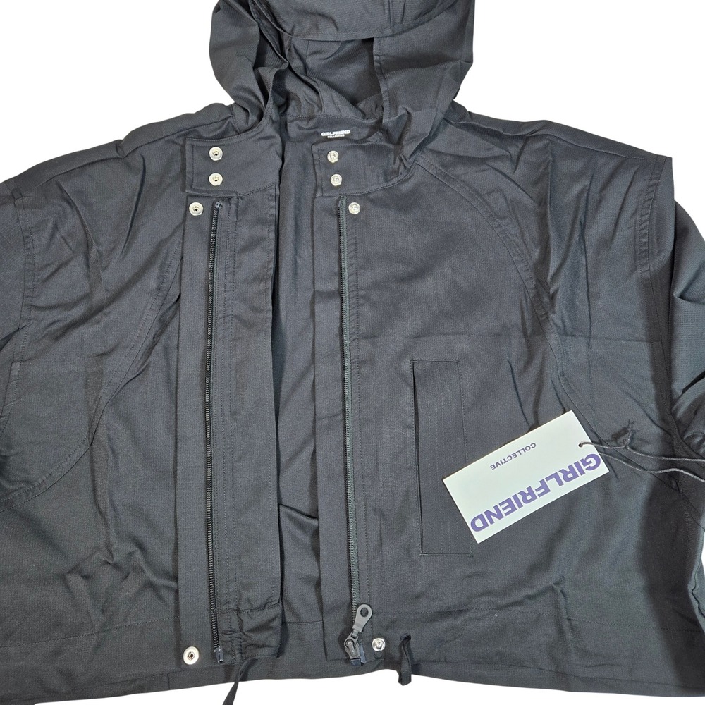 Girlfriend Collective Black Heidi Windbreaker Cropped Hooded Jacket XL NWT - Picture 3 of 11